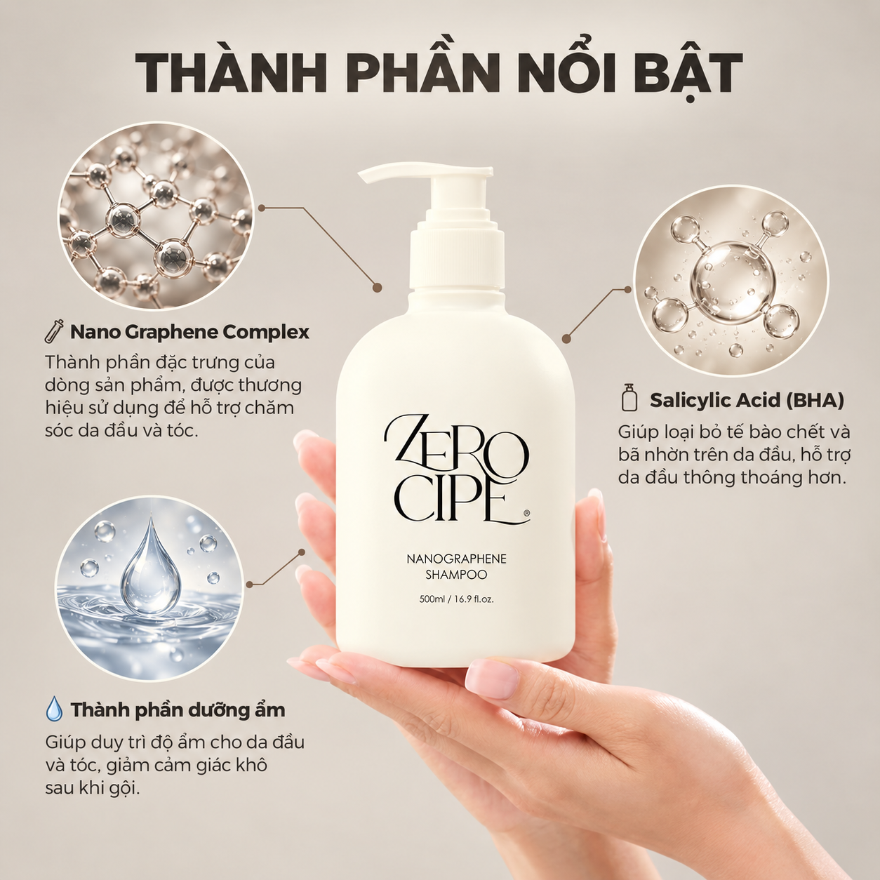 Dầu gội làm sạch sâu Zerocipe Nanographene Shampoo 500ML
