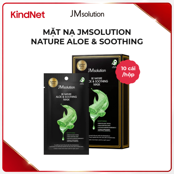 Mặt nạ dưỡng da sợi tencel+dacron - JMSOLUTION BE NATURE ALOE&SOOTHING MASK, hiệu JMSOLUTION, (10 cái/set, 24ml/cái)