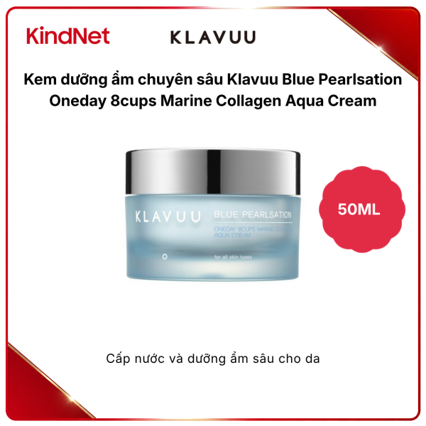 Kem dưỡng ẩm chuyên sâu Klavuu Blue Pearlsation Oneday 8cups Marine Collagen Aqua Cream