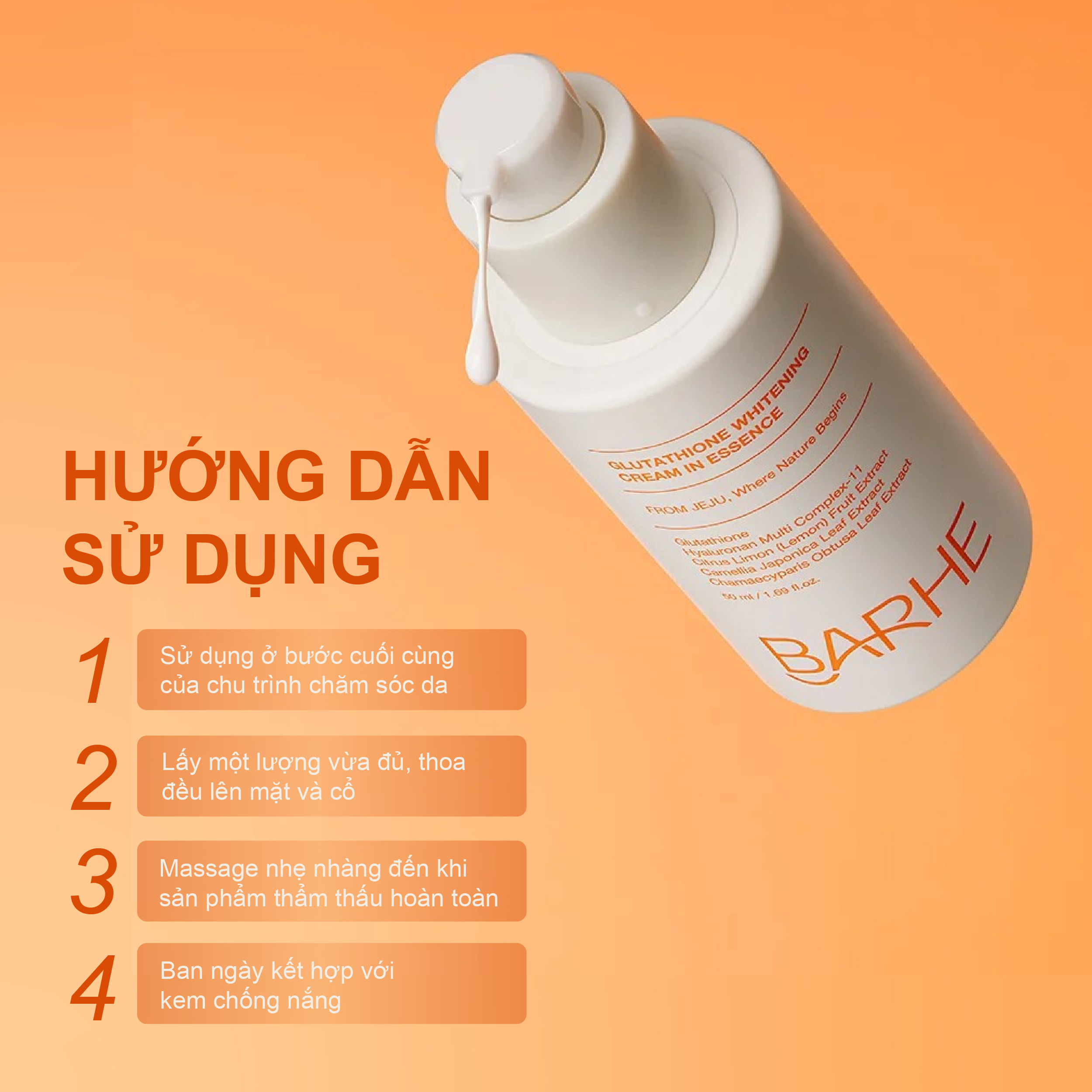 Kem dưỡng Essence làm trắng da Barhe Glutathione Whitening Cream In Essence 50ML