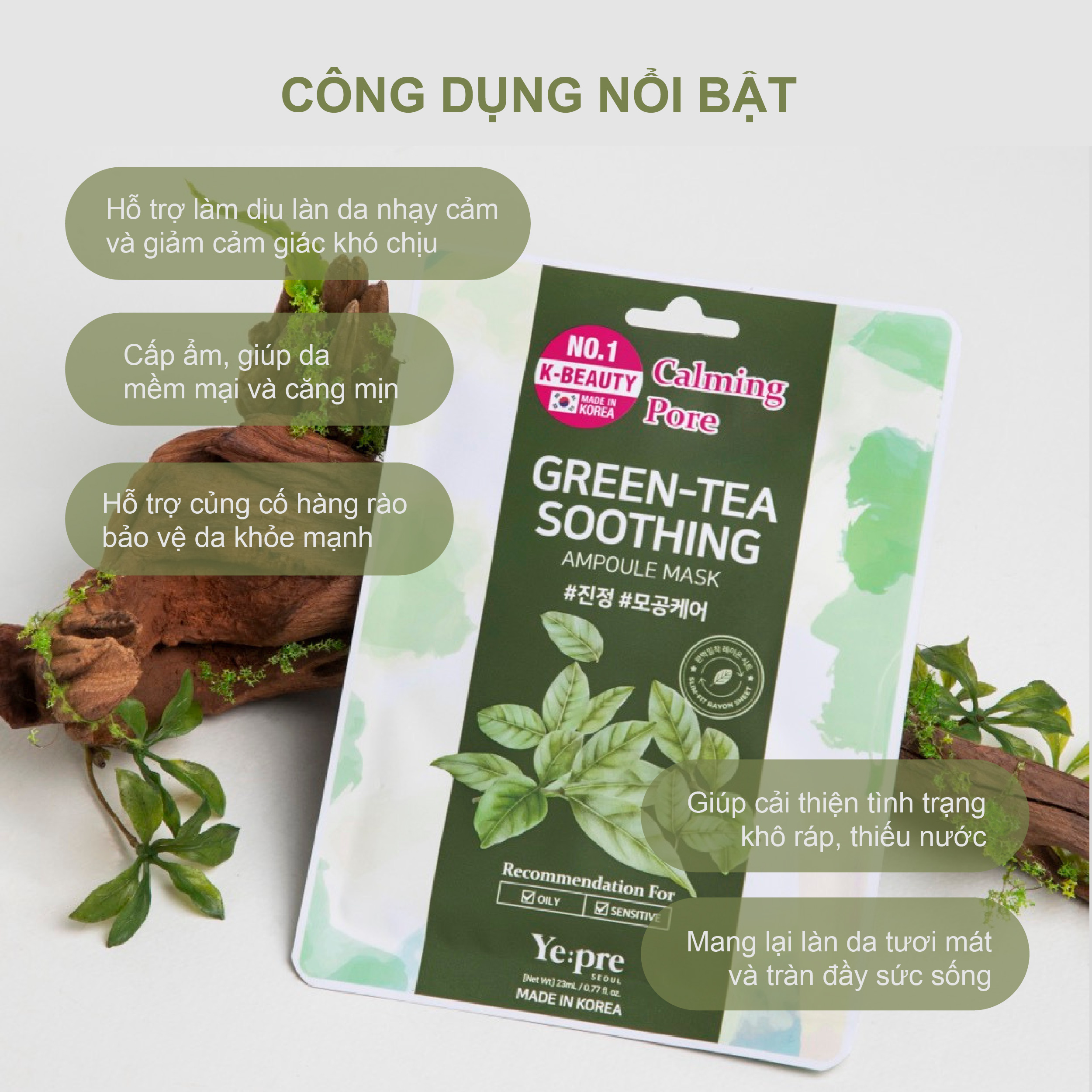 Yepre Green-Tea Soothing Ampoule Mask