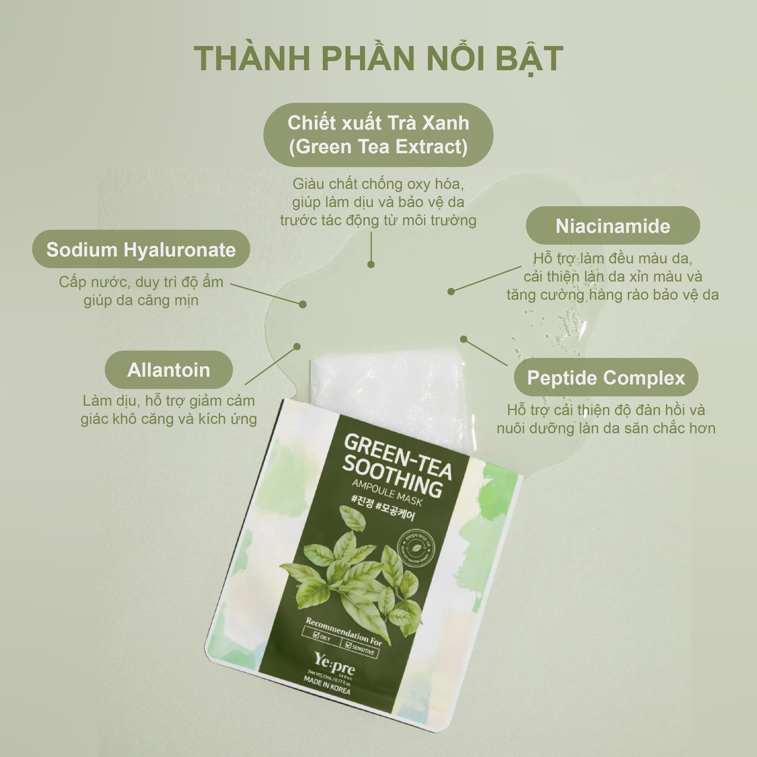 Yepre Green-Tea Soothing Ampoule Mask
