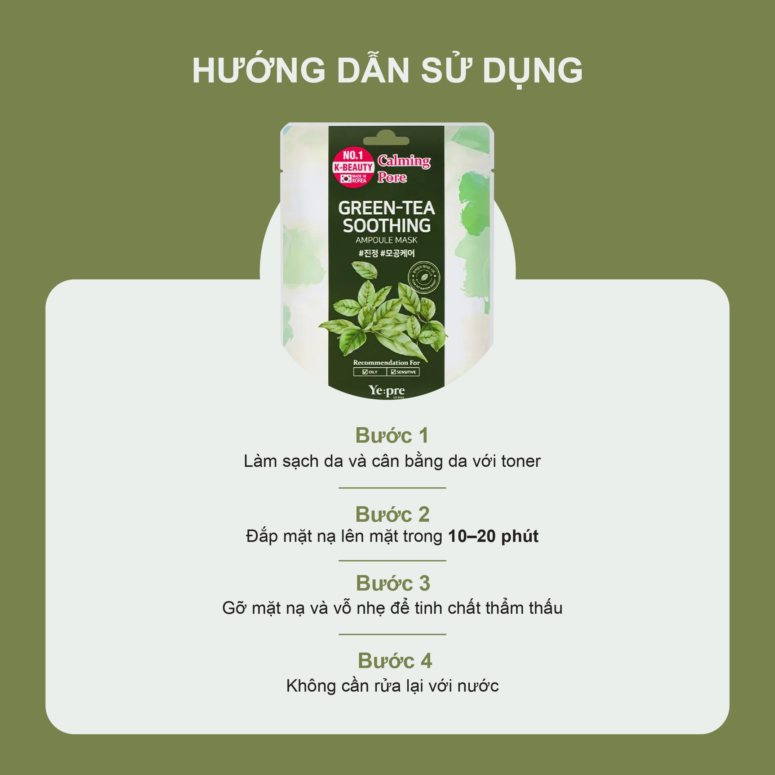 Yepre Green-Tea Soothing Ampoule Mask